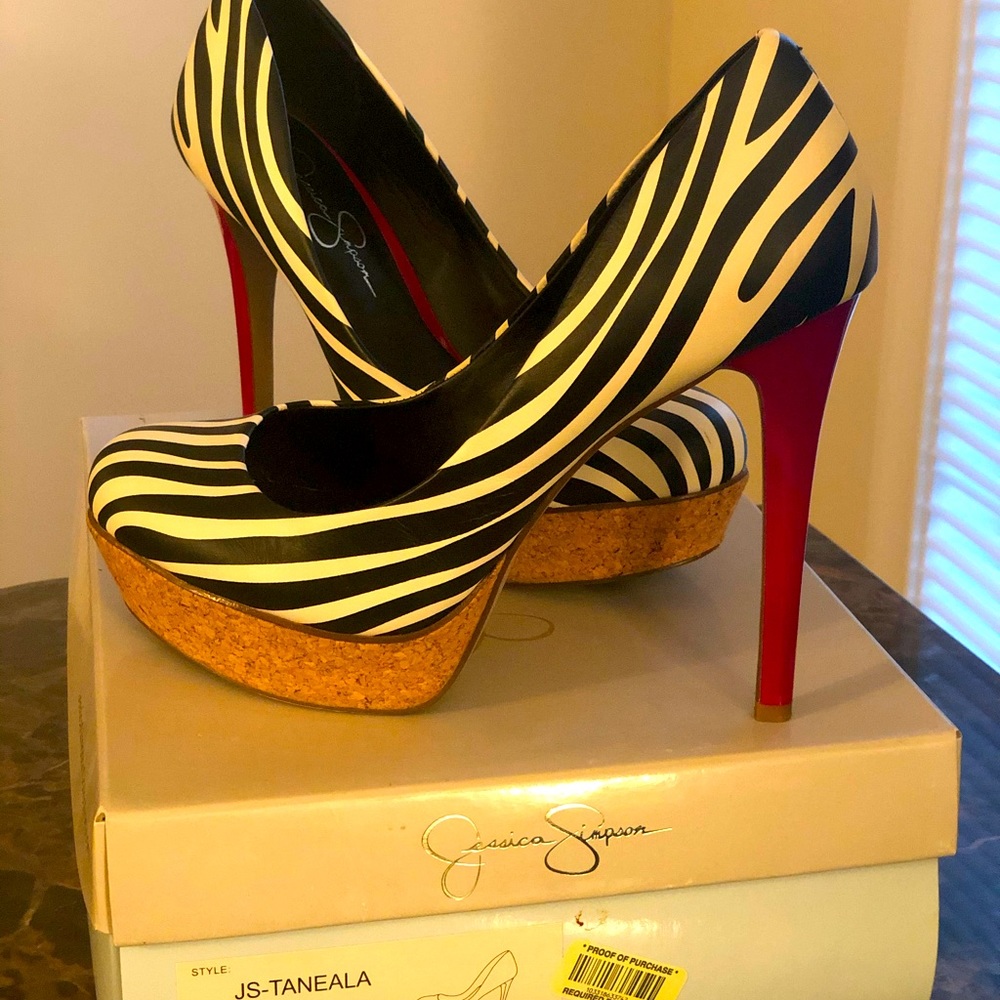 Jessica Simpson Black & White Zebra Leather